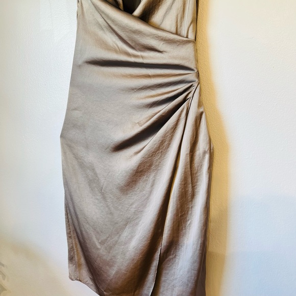 Allsaints Japanese Silk Silver Midi Dress - Picture 12 of 15